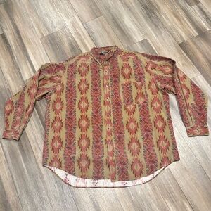 Mens Woolrich Vintage Western Aztec Print Button Down Shirt XXL